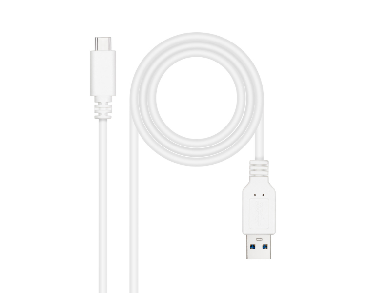 CABLE USB 3.1 GEN2 10Gbps 3A TIPO USB-C A USB-A 0.5 M BLANCO NANOCABLE