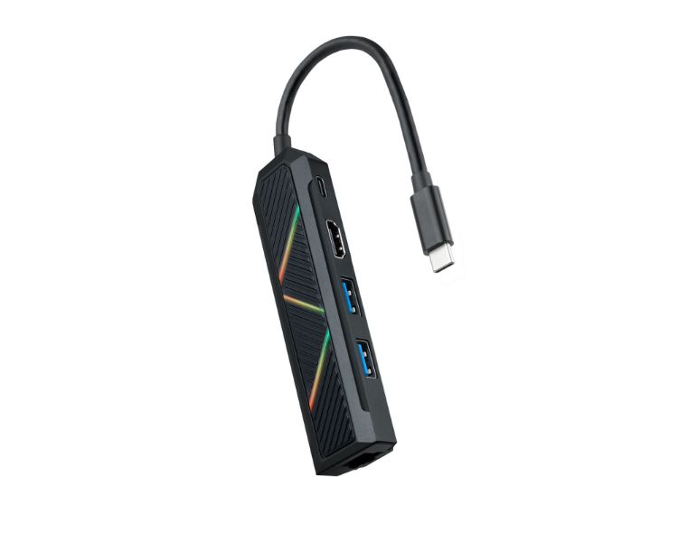 HUB USB-C 5 PUERTOS USB 3.0 RGB NANOCABLE