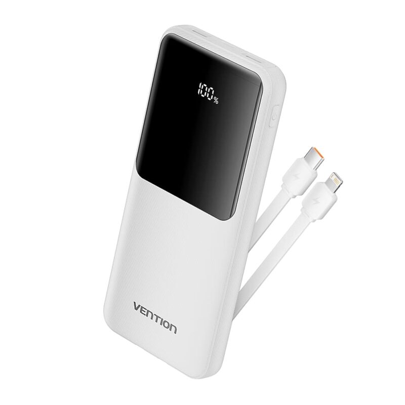 POWER BANK 10000mAh 22.5W + CABLE USB-C/LIGHTNING BLANCO VENTION