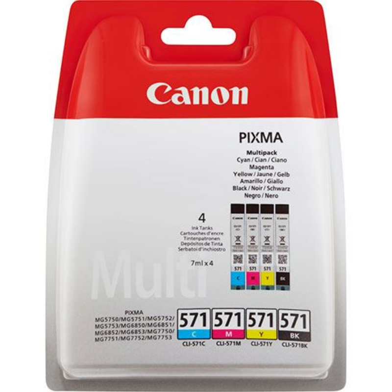 MULTIPACK 4 CARTUCHOS CANON TINTA CLI-571 BK/C/M/Y