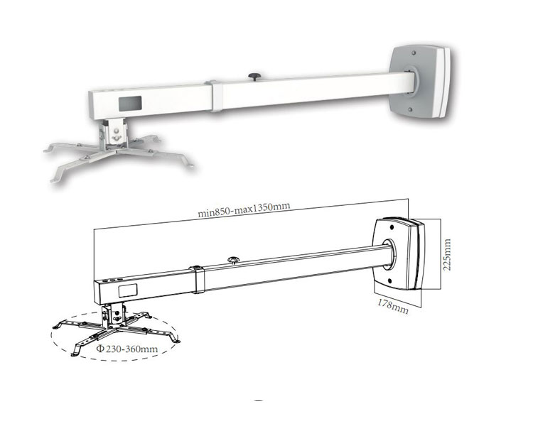 SOPORTE VIDEO-PROYECTOR PARED BLANCO(85-135) SV03P APPROX
