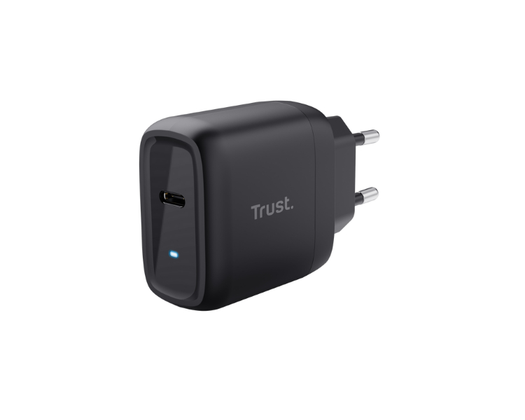 CARGADOR PARED/VIAJE USB-C 45W MAXO NEGRO TRUST