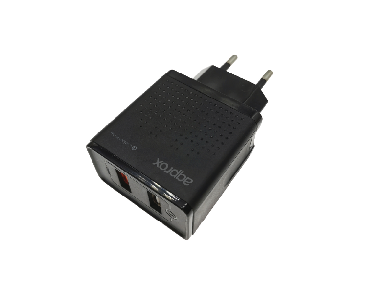 CARGADOR USB DE VIAJE/PARED DUAL QUICK CHARGE 3.0  NEGRO APPROX