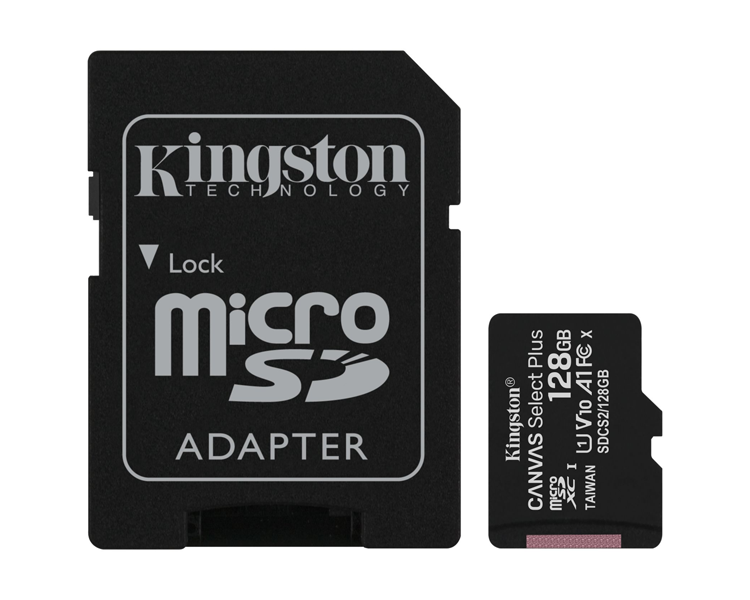 MICRO SD 128 GB CANVAS SELECT PLUS  1 ADAP. CLASS 10 KINGSTON