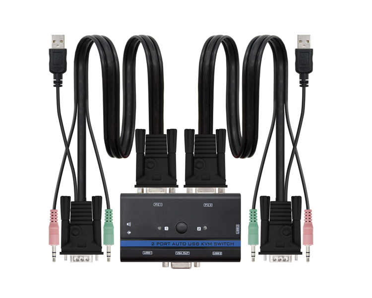 CONMUTADOR KVM VGA USB 1U-2PC + CABLE NANOCABLE