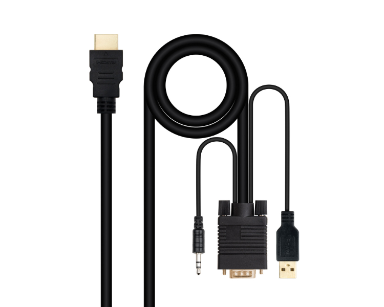CONVERSOR HDMI A VGA + AUDIO + USB 1.8 M NEGRO NANOCABLE