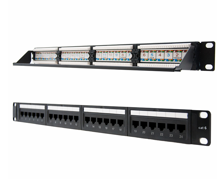 PATCH PANEL 24 PORT RJ45 CAT.6 UTP 19'' 1U DUAL IDC NANOCABLE