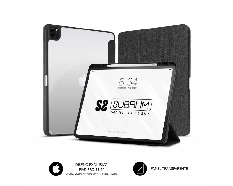 FUNDA TABLET CLEAR SHOCK IPAD PRO 12.9'' 2020/2021/2022 NEGRO SUBBLIM
