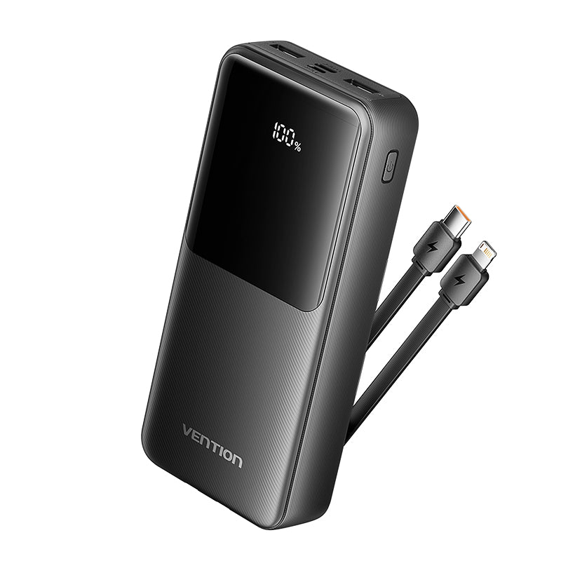 POWER BANK 20000mAh 22.5W + CABLE USB-C/LIGHTNING NEGRO VENTION