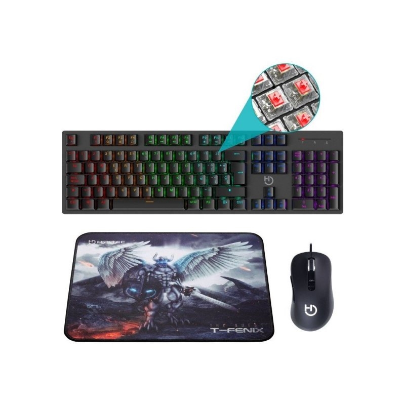 PACK HIDITEC TECLADO GAMING GK400+RATON BLITZ + ALFOMBRILLA T-FENIX M