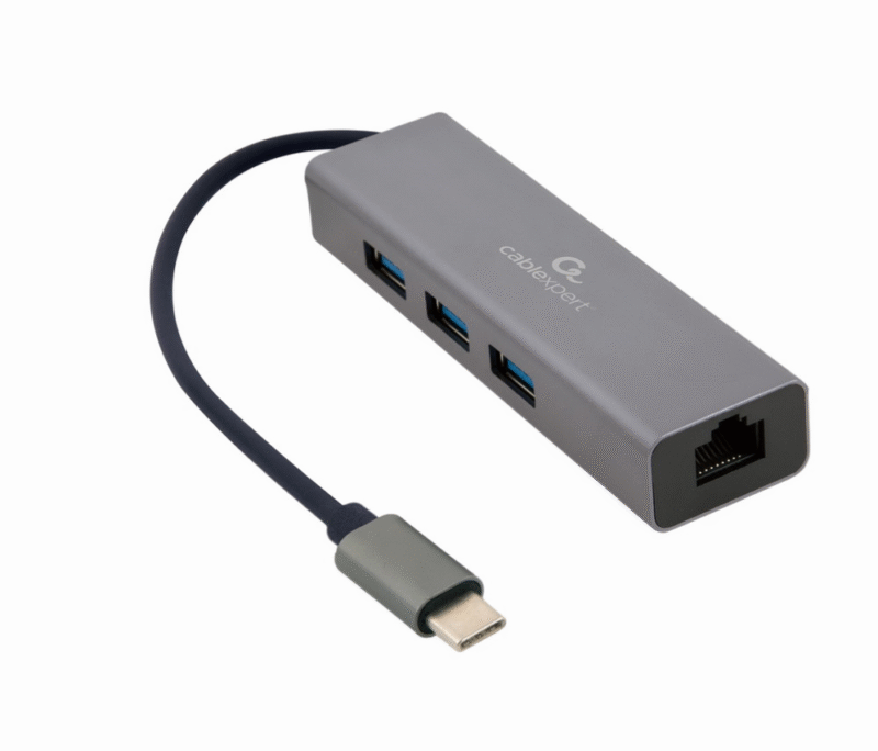 ADAPTADOR DE RED GEMBIRD USB-C GIGABIT CON CONCENTRADOR USB 3.1 DE 3 PUERTOS