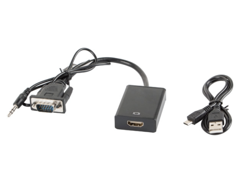 ADAPTADOR LANBERG VGA MACHO+AUDIO 3.5MM JACK/HDMI HEMBRA 20 CM NEGRO