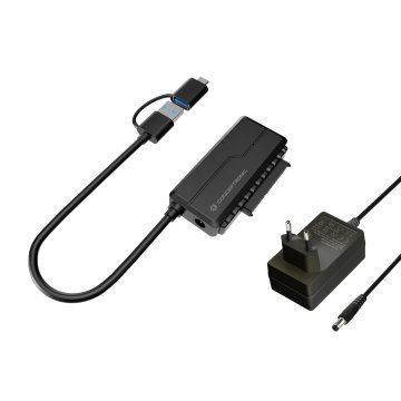 ADAPTADOR USB-A A SATA CONCEPTRONIC INLUYE ADAPTADOR USB-C Y ADAPTADOR DE CORRIENTE ABBY21B