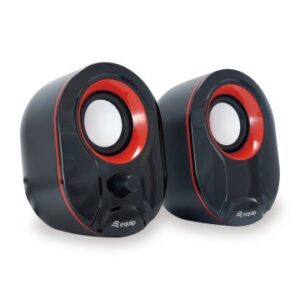 ALTAVOCES 2.0 EQUIP LIFE 6W RMS COLOR NEGRO Y ROJO JACK 3.5" CONTROL DE VOLUMEN ALIMETANCION USB