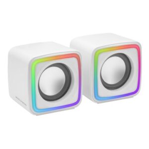 ALTAVOCES 2.0 MARS GAMING MSCUBE WHITE 8W RMS SONIDO DSP ESPACIAL ILUMINACION RGB