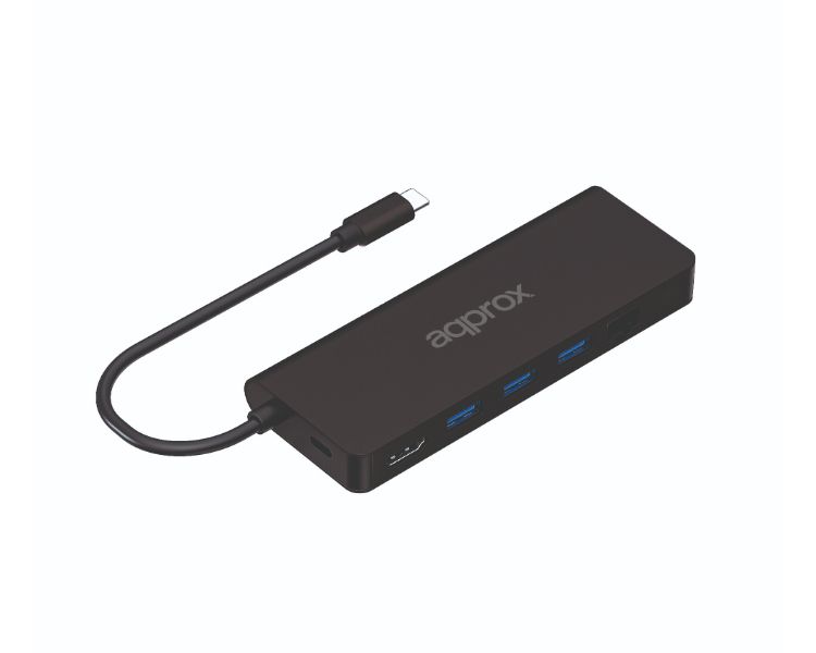 HUB 8 PUERTOS USB TYPE-C NEGRO APPROX