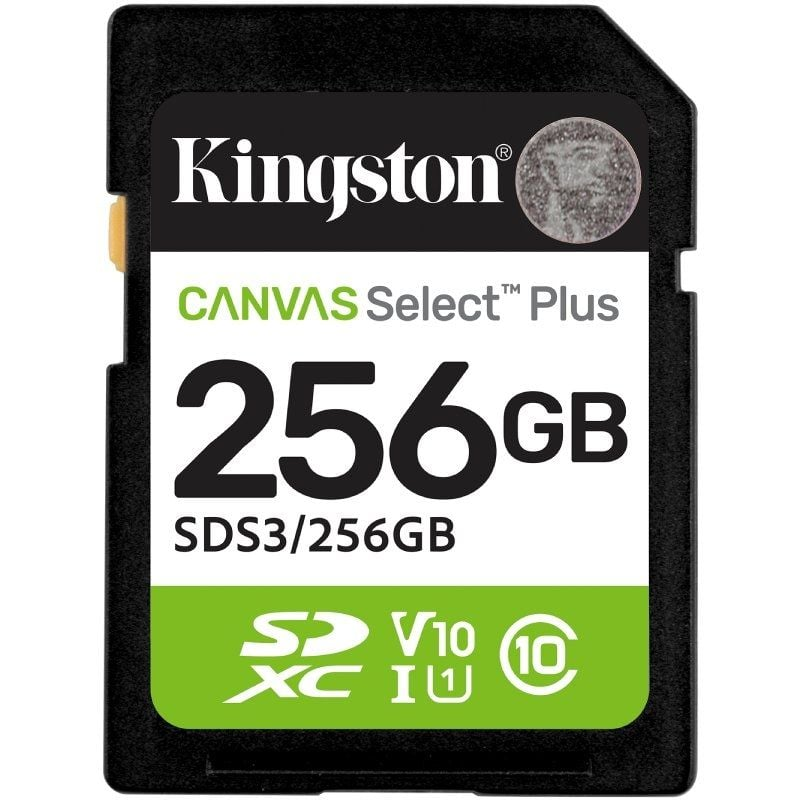 SECURE DIGITAL HC 256 GB CANVAS SELECT PLUS GEN3 CLASE10 KINGSTON