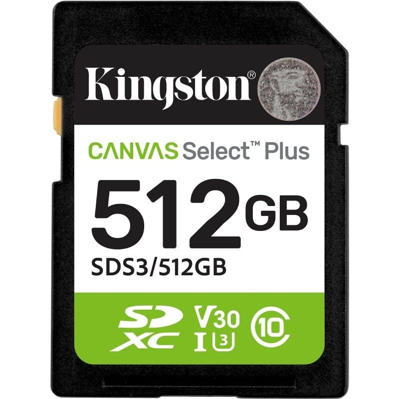 SECURE DIGITAL HC 512 GB CANVAS SELECT PLUS GEN3 CLASE10 KINGSTON