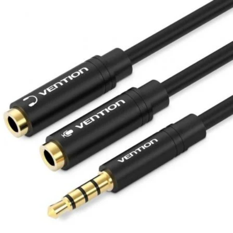 CABLE AUDIO ESTEREO JACK 3.5/M 2xJACK 3.5/H 0.3 M NEGRO VENTION