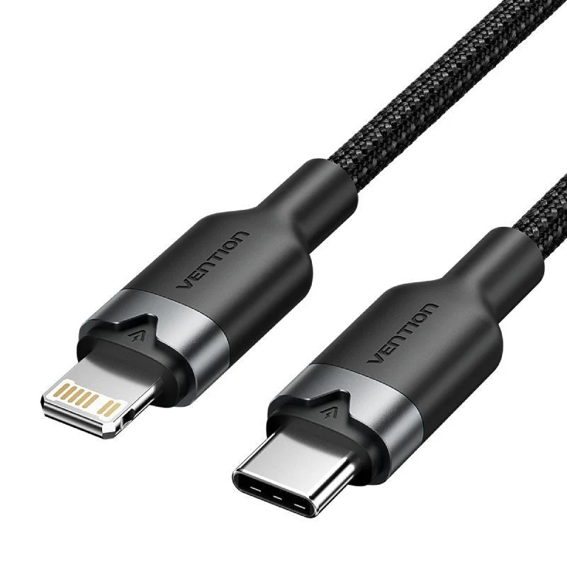 CABLE 2.0 USB-C A LIGHTNING 2 M NEGRO VENTION