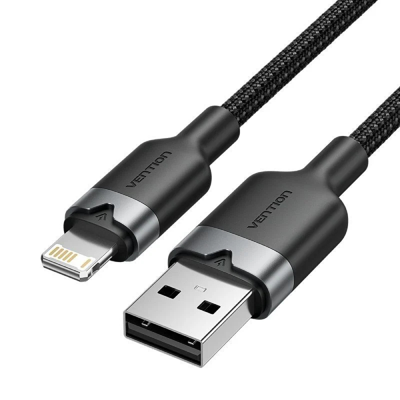 CABLE 2.0 USB A LIGHTNING TRENZADO 2 M NEGRO VENTION