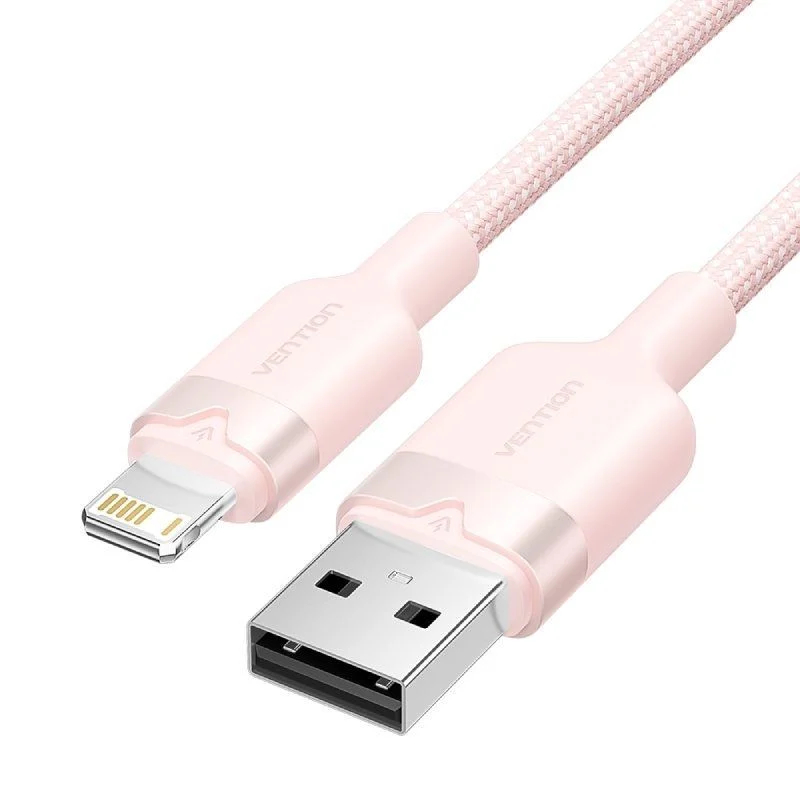 CABLE 2.0 USB A LIGHTNING TRENZADO 2 M ROSA VENTION