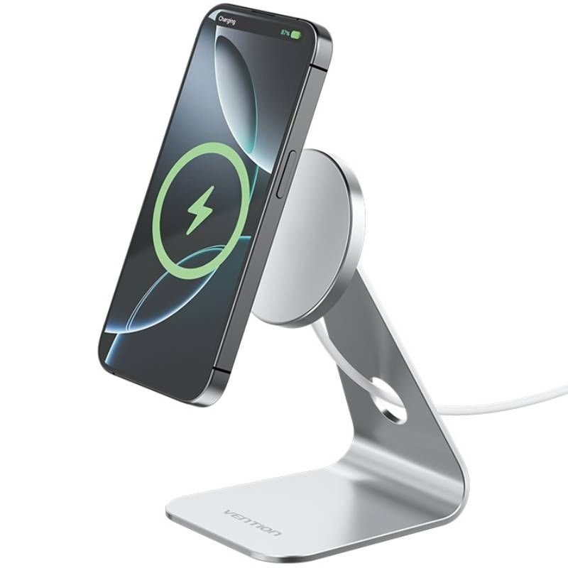 BASE DE CARGA INALAMBRICO MAGSAFE 15W PLATA VENTION