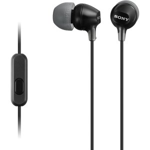 AURICULAR INTRAUDITIVO CON MICROFONO SONY MDR-EX15AP NEGRO 3.5mm CABLE 1.2m DINAMICO DE 9 mm