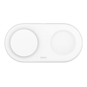 BASE DE CARGA INALAMBRICA DOBLE BELKIN WIZ021VFWH 15W Qi2 BOOST CHARGE COLOR BLANCO