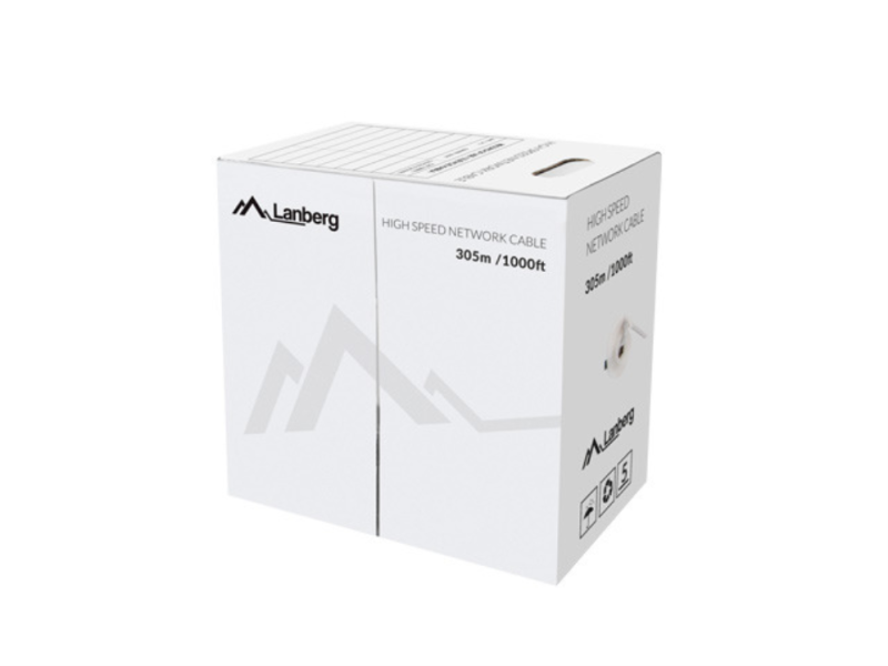 BOBINA CABLE RED LANBERG UTP RJ45 CAT.6 SOLIDO CU AWG24 305M GRIS FLUKE TEST