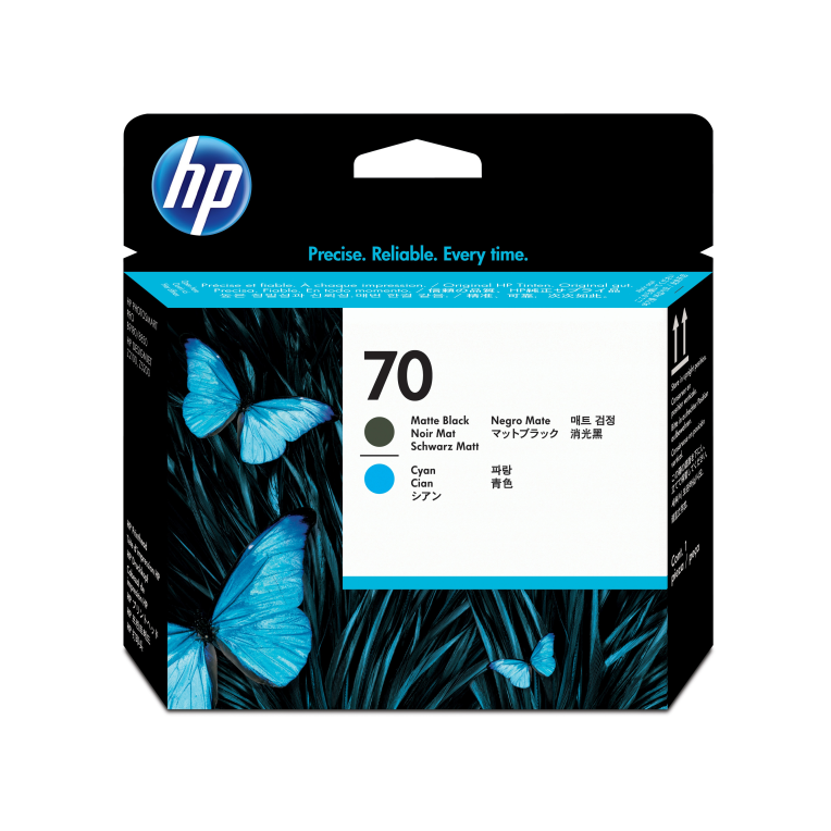 CABEZAL HP 70 NEGRO MATE Y CIAN