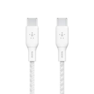 CABLE BELKIN CAB014BT2MWH USB-C A USB-C BOOST CHARGE 2M 100W DOBLE TRENZADO BLANCO