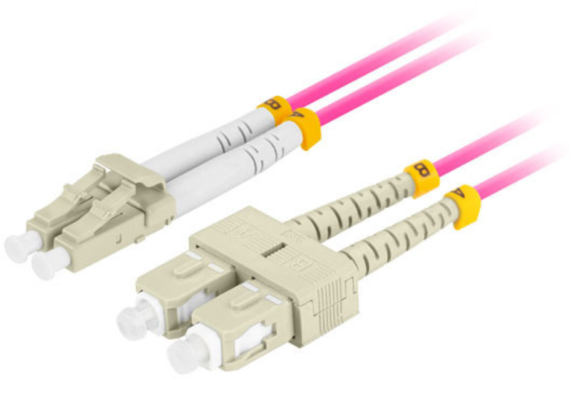 CABLE DE FIBRA OPTICA LANBERG 1M MULTI LC/UPC-SC/UPC DUPLEX LSZH OM4 50/125 3.0