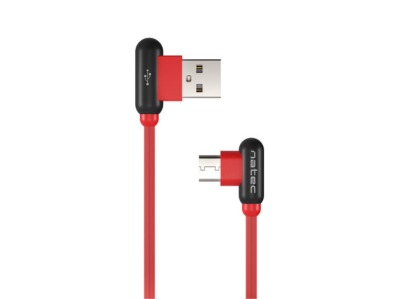 CABLE NATEC USB-C MACHO A USB-A 2.0 MACHO 1M CONECTORES EN ANGULO ROJO EN CAJA