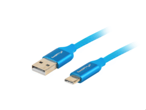 CABLE USB LANBERG 2.0 MACHO/USB C MACHO QUICK CHARGE 3.0 1M AZUL