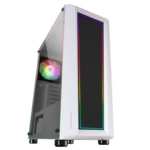 CAJA ATX SEMITORRE GAMING MARS GAMING MC-ART WHITE LATERAL Y FRONTAL PERSONALIZABLE CON ILUMINACION