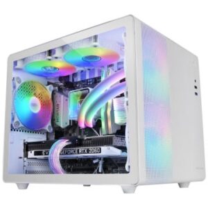 CAJA MICROATX CUBE GAMING MARS GAMING MC400 WHITE FRONTAL MESH DISEÑO CUBE 3xVENTILADORES 120mm RGB