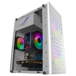 CAJA MICROATX GAMING MARS GAMING MC-CORE WHITE FRONTAL METAL-MESH CON 2 VENTILADORES FRGB 120mm VENT