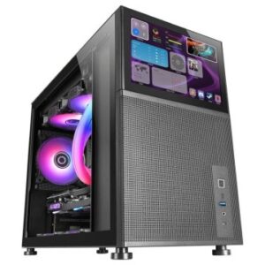 CAJA MICROATX GAMING MARS GAMING MC-LCD NEGRA CON PANTALLA IPS 8" MINI HDMI VENTANA LATERAL CRISTAL