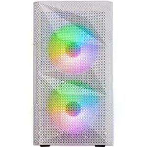 CAJA MICROATX GAMING MARS GAMING MC-ME WHITE FRONTAL MESH CON 2 VENTILADORES FRGB 120mm LATERAL DE C