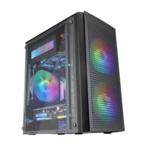 CAJA MICROATX GAMING MARS GAMING MC300 BLACK FRONTAL MESH 3xVENTILADORES 120mm RGB LATERAL DE CRISTA