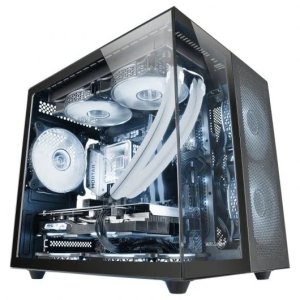 CAJA MICROATX GAMING MARS GAMING MCFUSIONM CRISTAL CURVADO GPU 445mm 1x3.5 2x2.5 NEGRO