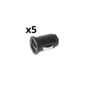 CARGADOR DE COCHE NORTESS KIT 5 UNIDADES USB 2.4A 2 PUERTOS USB 5V 12/24V COLOR NEGRO