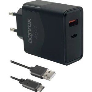 APPROX CARGADOR 45W QC 1 X USB A+ 1 X USB C+CABLE