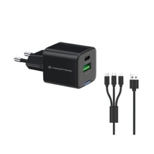 CARGADOR USB GAN CONCEPTRONIC 33W 1xUSB-C 1xUSB-A  INCLUYE CABLE 3-1 NEGRO