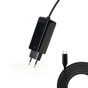 CARGADOR DE PARED TOOQ TQLC-USBCGAN65PD-C USB-C PD 65W CON SISTEMA GAN COLOR NEGRO CUBICO
