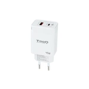 CARGADOR USB-C TOOQ 45W TQWC-GANQCPD45WT USB-C PD + USB-A QC 45W BLANCO
