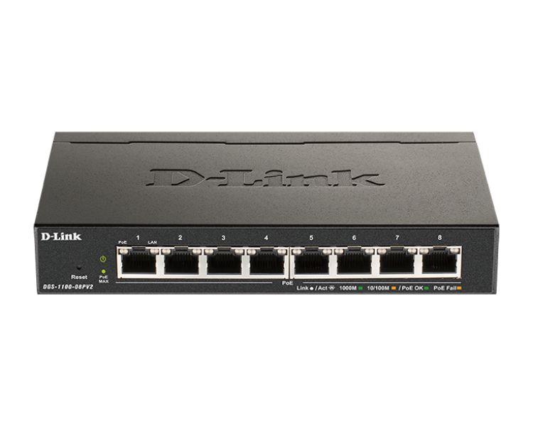 D-LINK SWITCH 8 PUERTOS 10/100/1Gbit POe EASYSMART