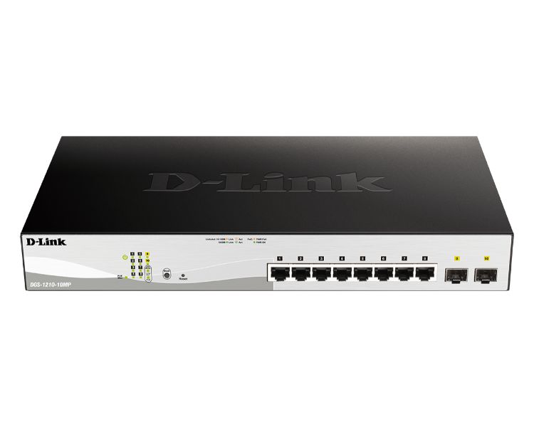 D-LINK SWITCH 10 PUERTOS 10/100/1Gbit w/2 Combo 1000BaseT/SFP  PoE+