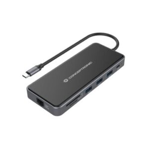 DOCKING USB-C CONCEPTRONIC DONN15G 2xHDMI 1xVGA 1xUSB-C 2xUSB-A 3.0 1xUSB-A 2.0 1xJACK 1x1Gb RJ45 1x